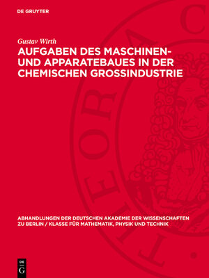cover image of Aufgaben des Maschinen- und Apparatebaues in der chemischen Grossindustrie